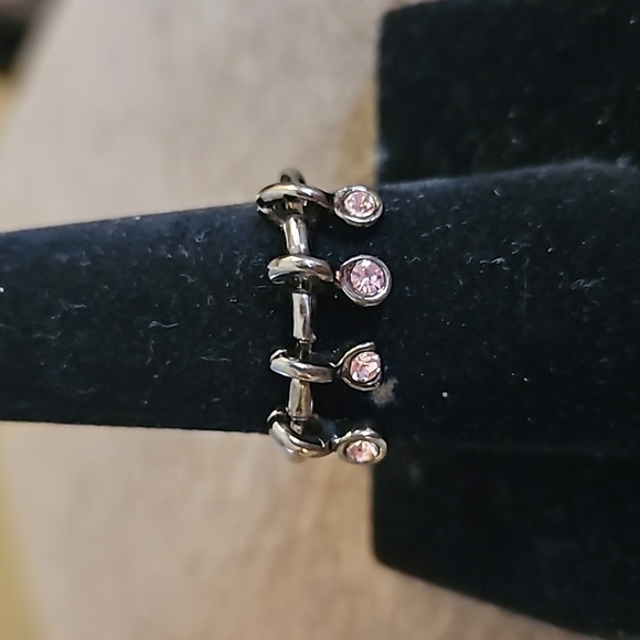 3/$30 Gunmetal Pink Crystal Charm Ring Size 7 - Picture 2 of 5